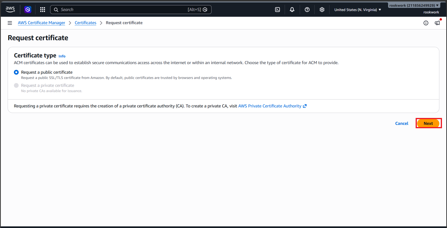 Request Public SSL Certificate