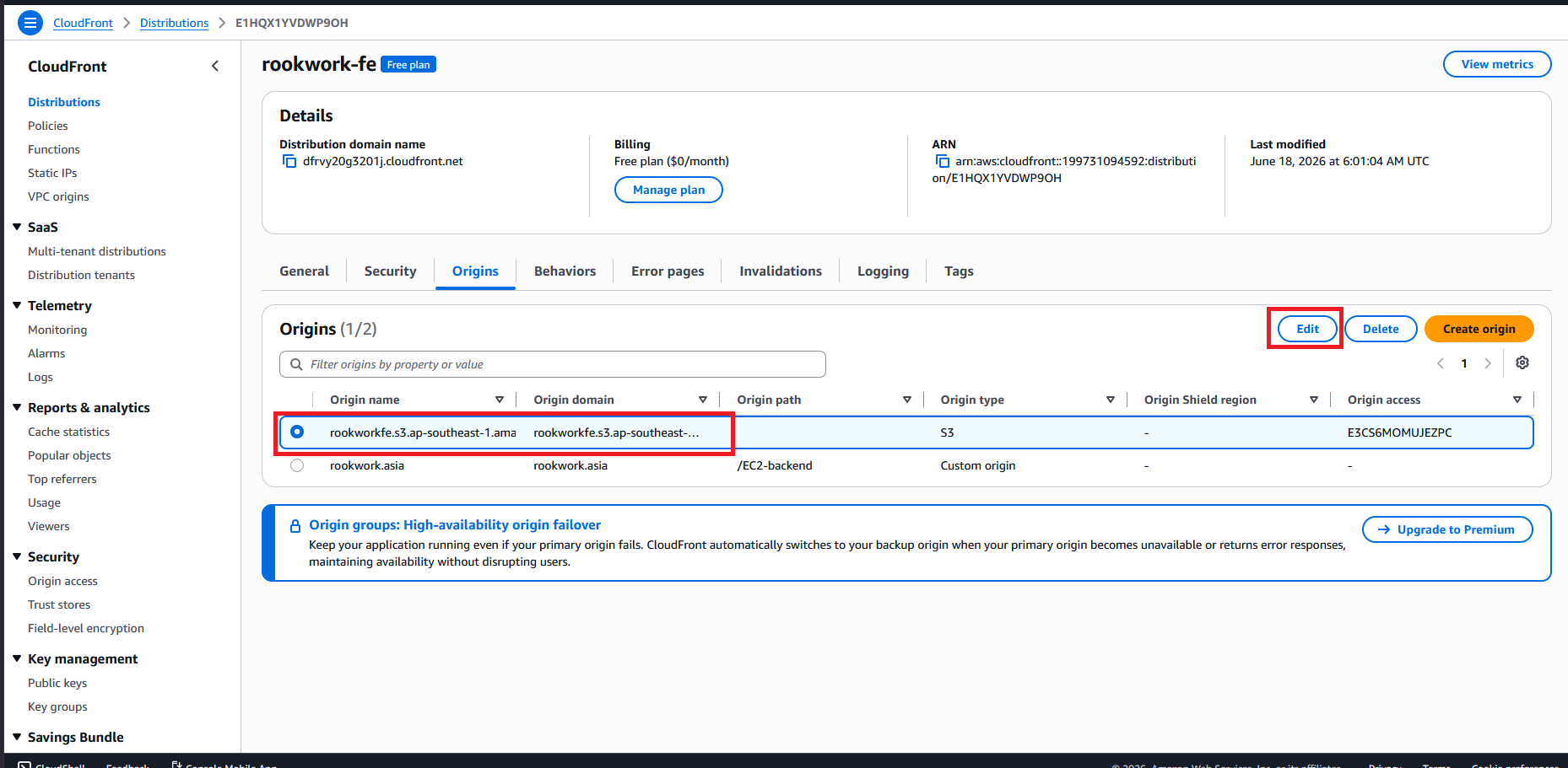 Click Edit S3 Bucket Policy